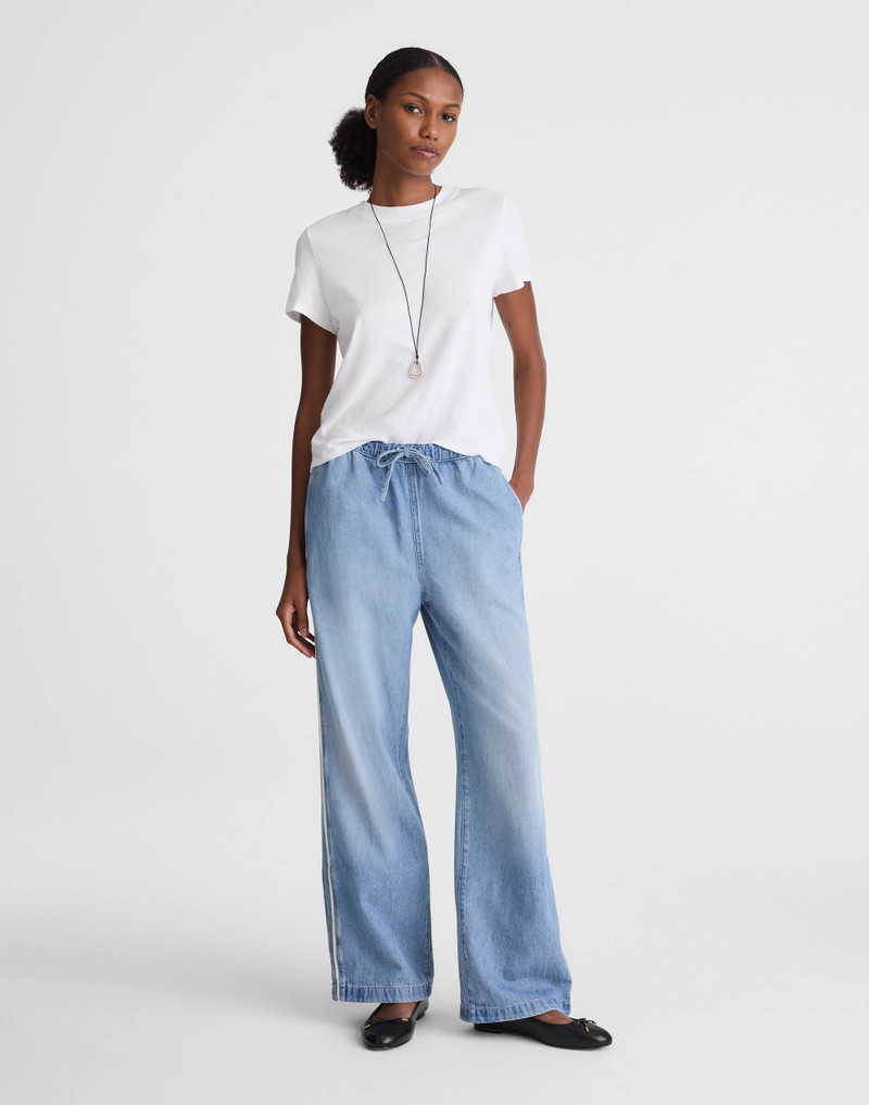 Pull-On Track Pants in Airy Denim 2