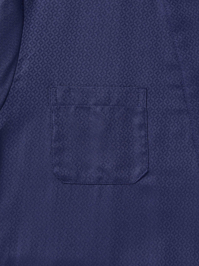 Women's Long Dressing Gown Lombard 6 Cotton Jacquard Navy - 8