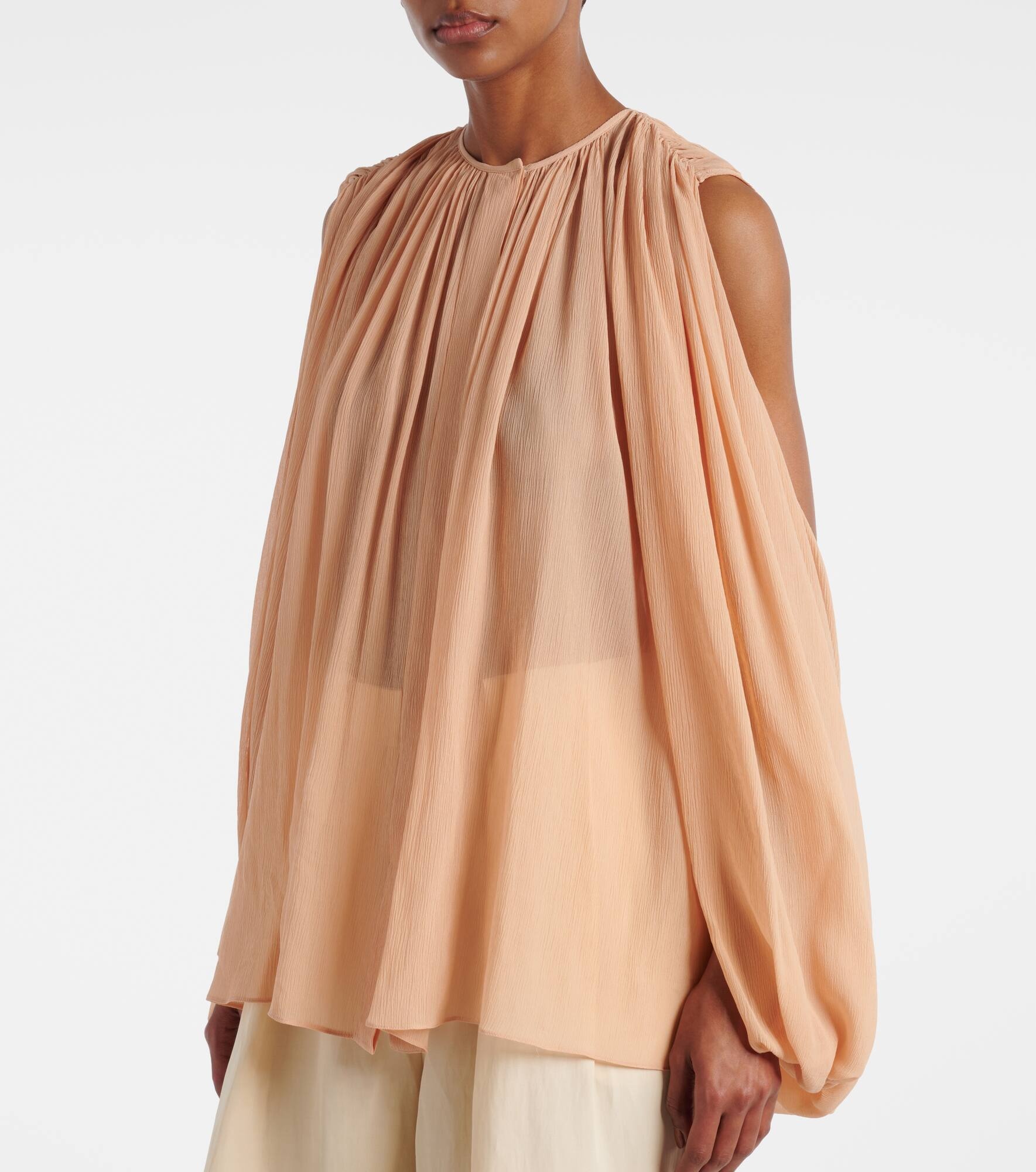 Draped silk chiffon blouse - 5
