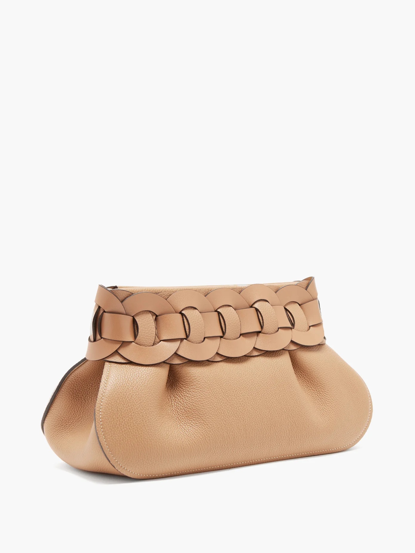 Daria braided grained-leather clutch - 4