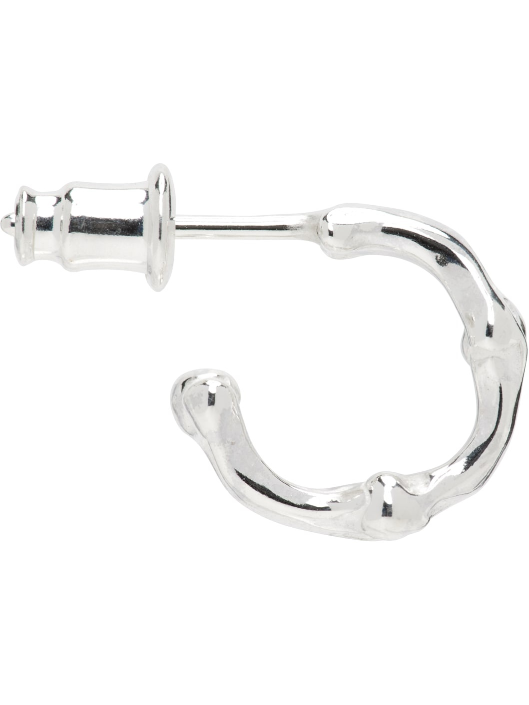 Silver Bone Shaped S Single Earring - 1