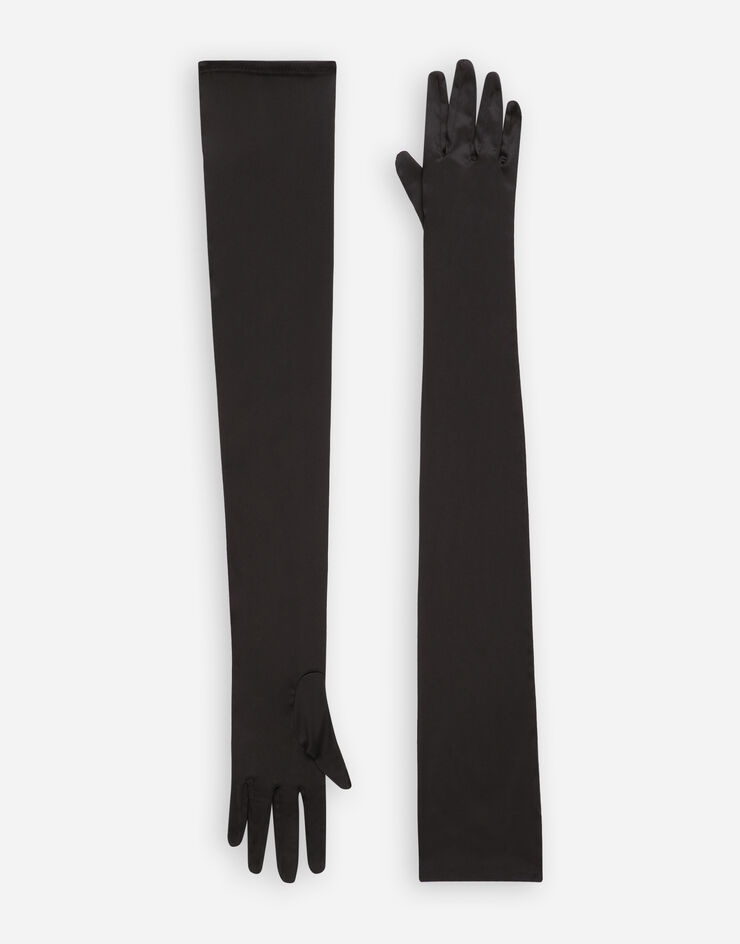 Long stretch satin gloves - 1