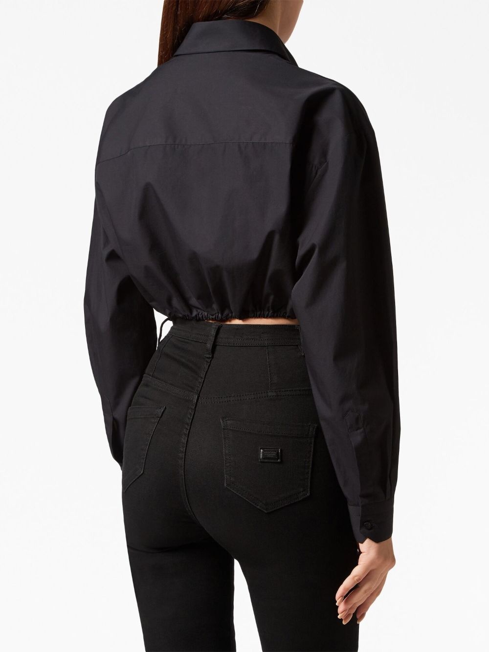 ruffled cotton cropped shirt - 4