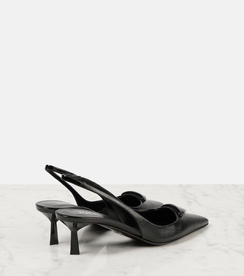 Prada Logo 55 leather slingback pumps outlook