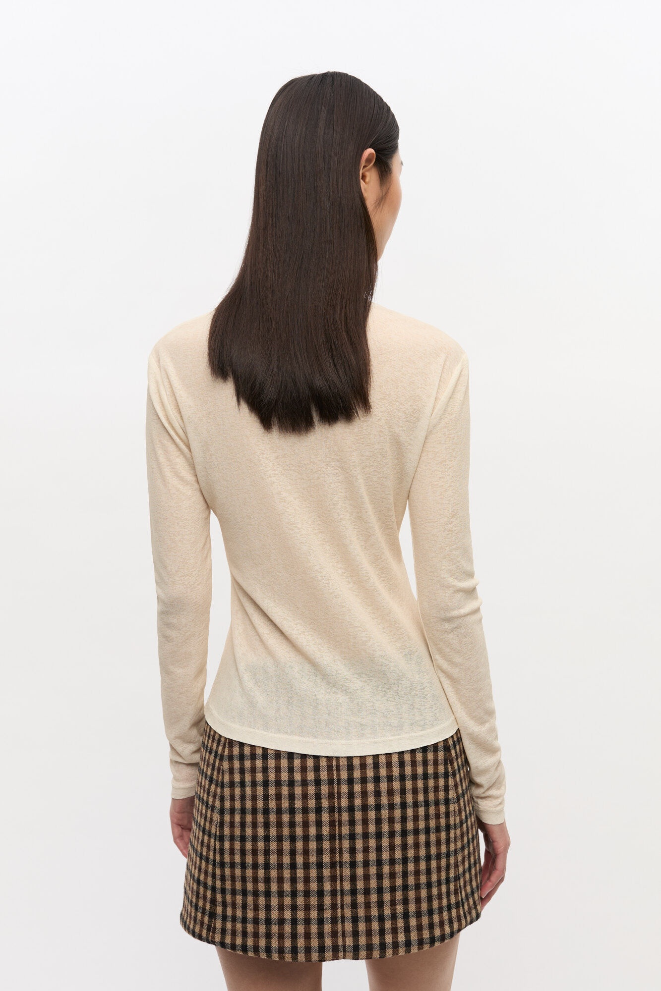 PRINTED MARL MESH LONG SLEEVE TOP - 4