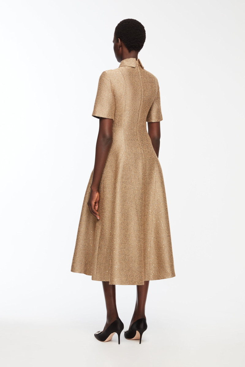 Eleodoro Dress In Gold Sequin Tweed 3