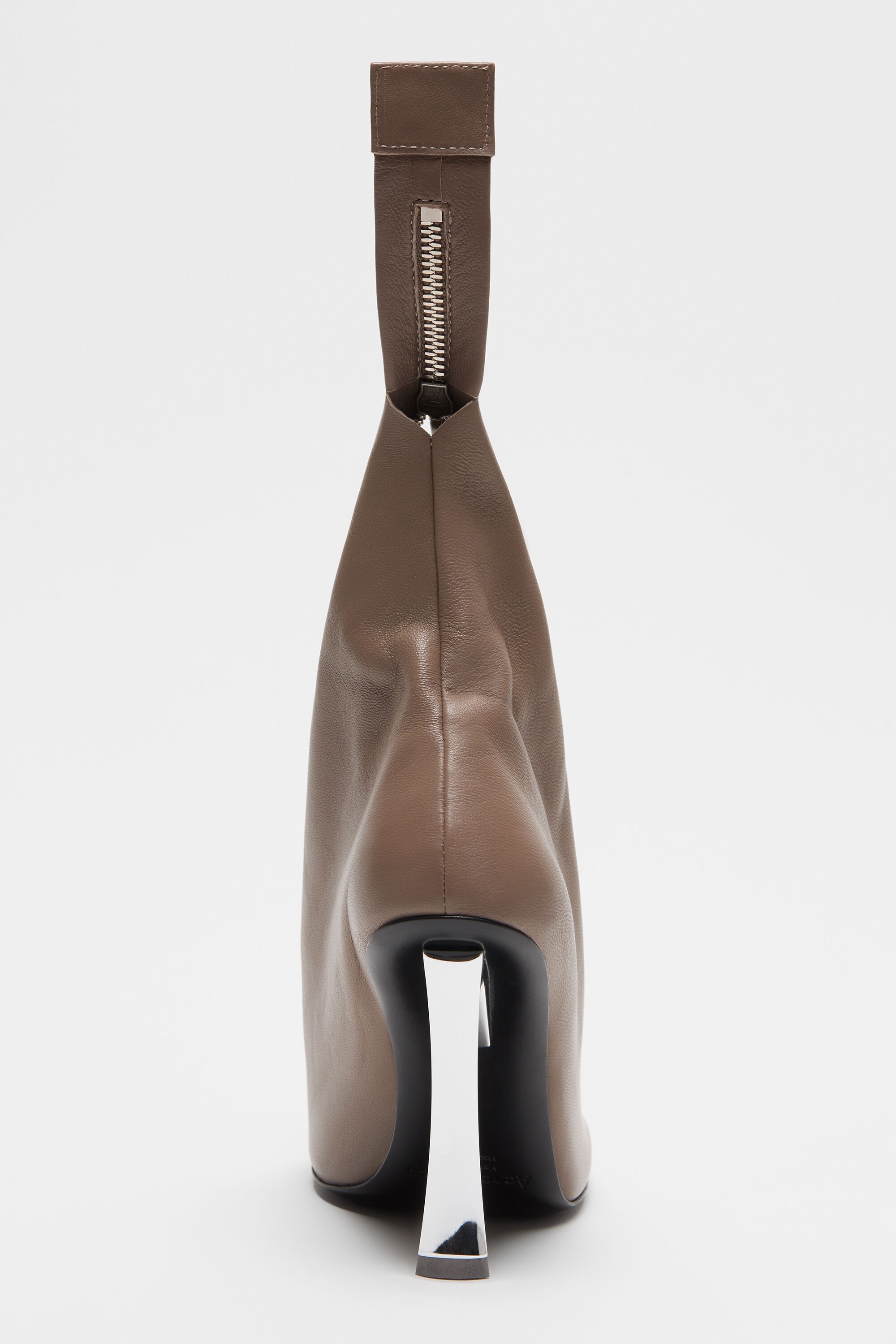 Leather zip heels - Taupe Brown - 3