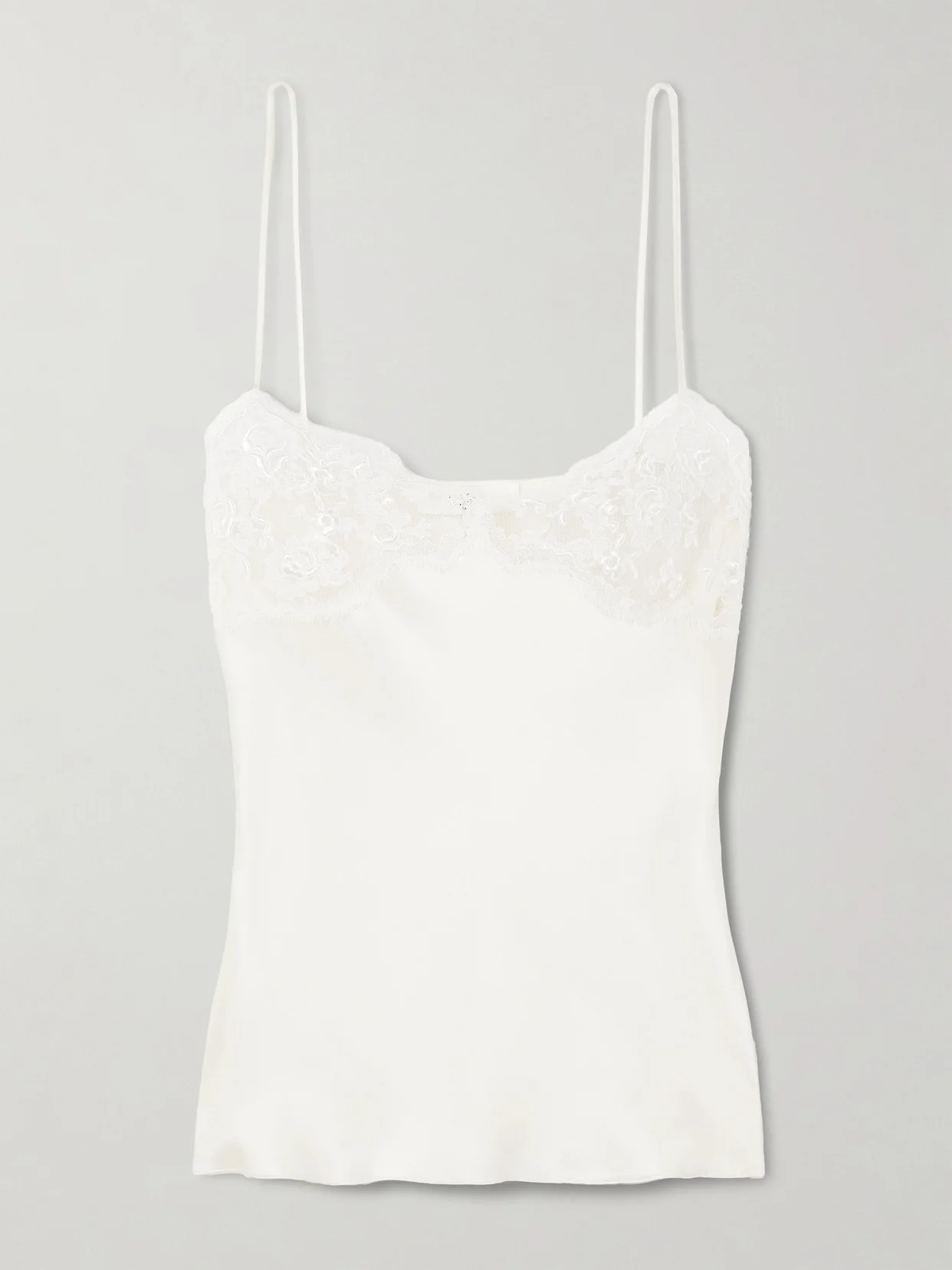 Lace-trimmed Silk-satin Camisole - 1