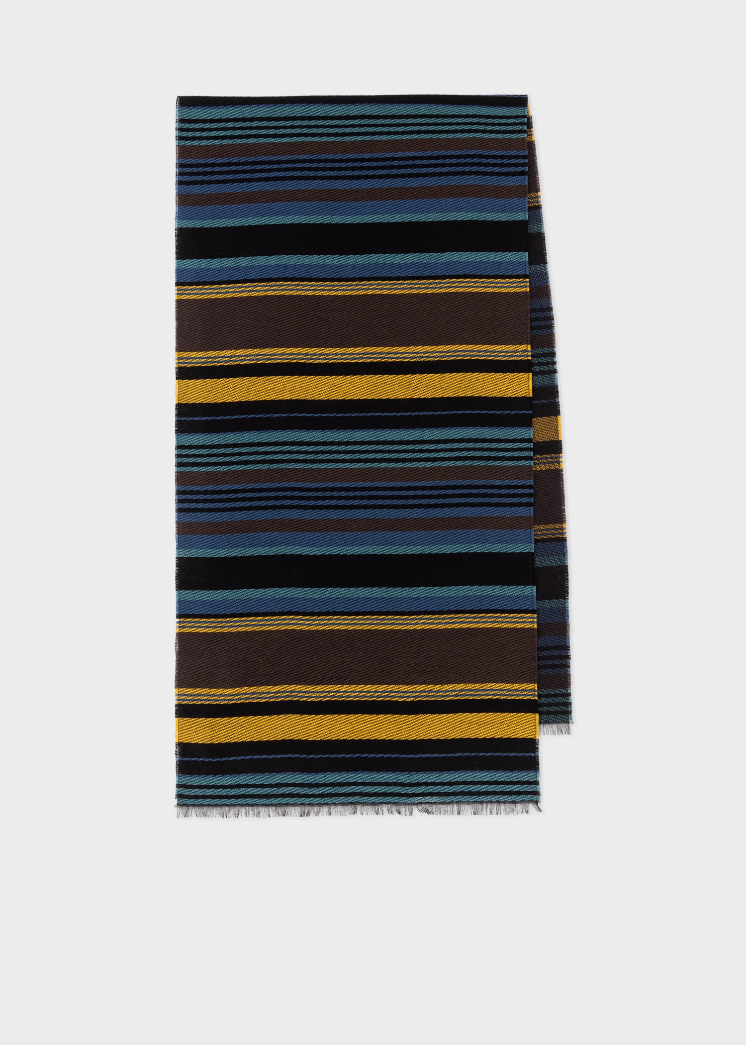 Blue and Yellow Stripe Scarf - 1