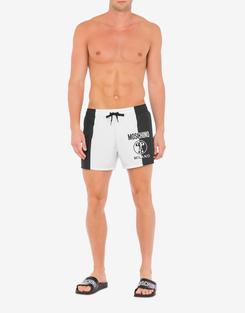 DOUBLE QUESTION MARK TWO-TONE SWIM TRUNKS - 3