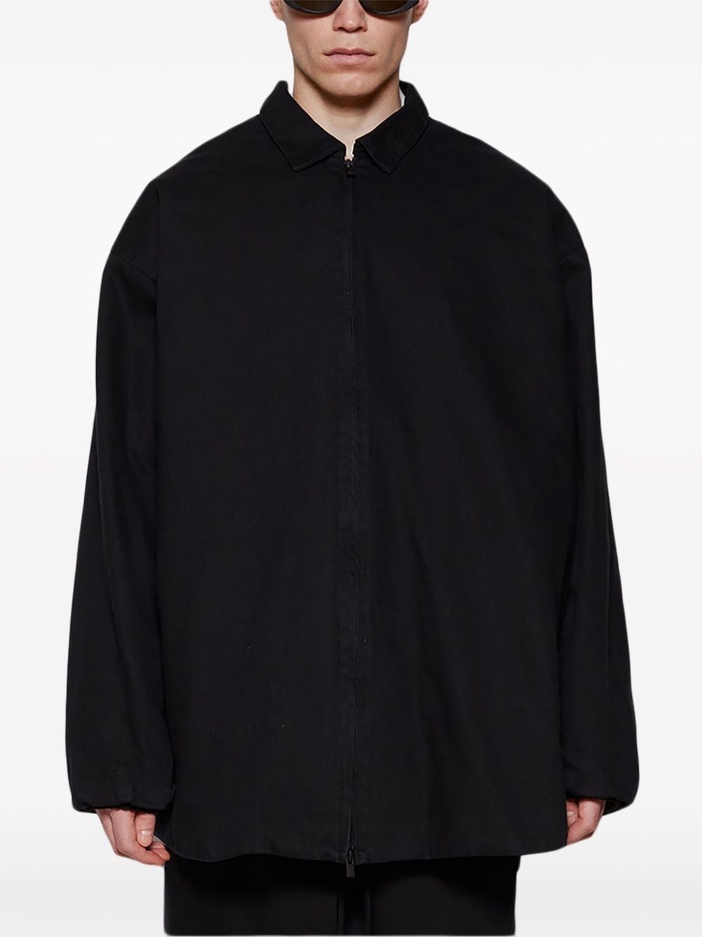 logo-appliquÃ© denim shirt jacket - 3