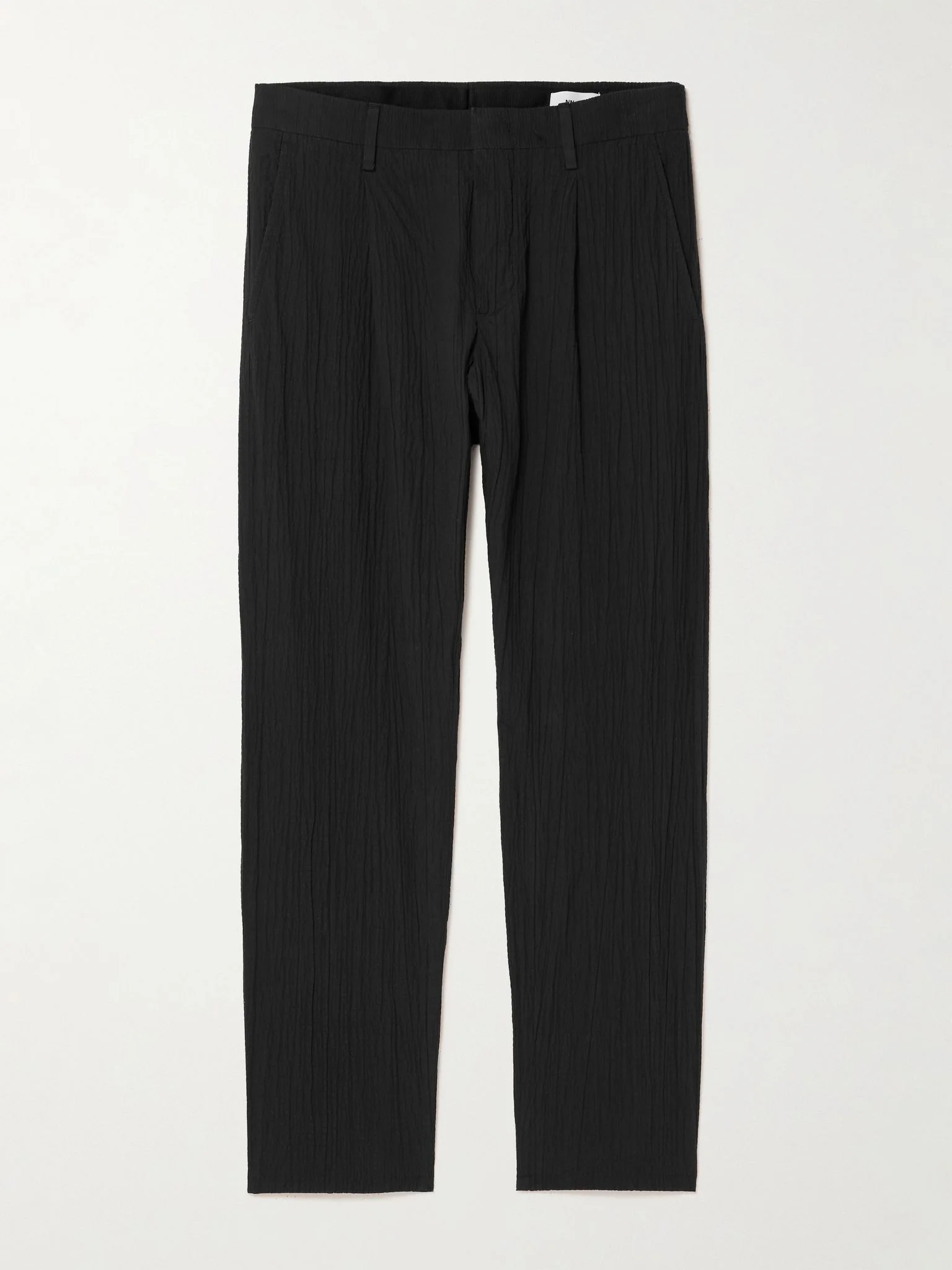 Bill 5721 Straight-Leg Organic Cotton-Blend Seersucker Trousers Black - 1