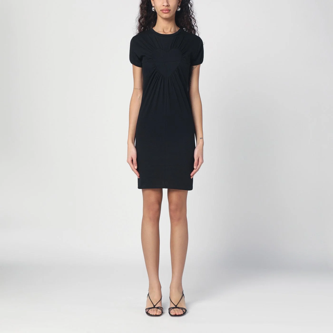 Black mini dress with heart - 1