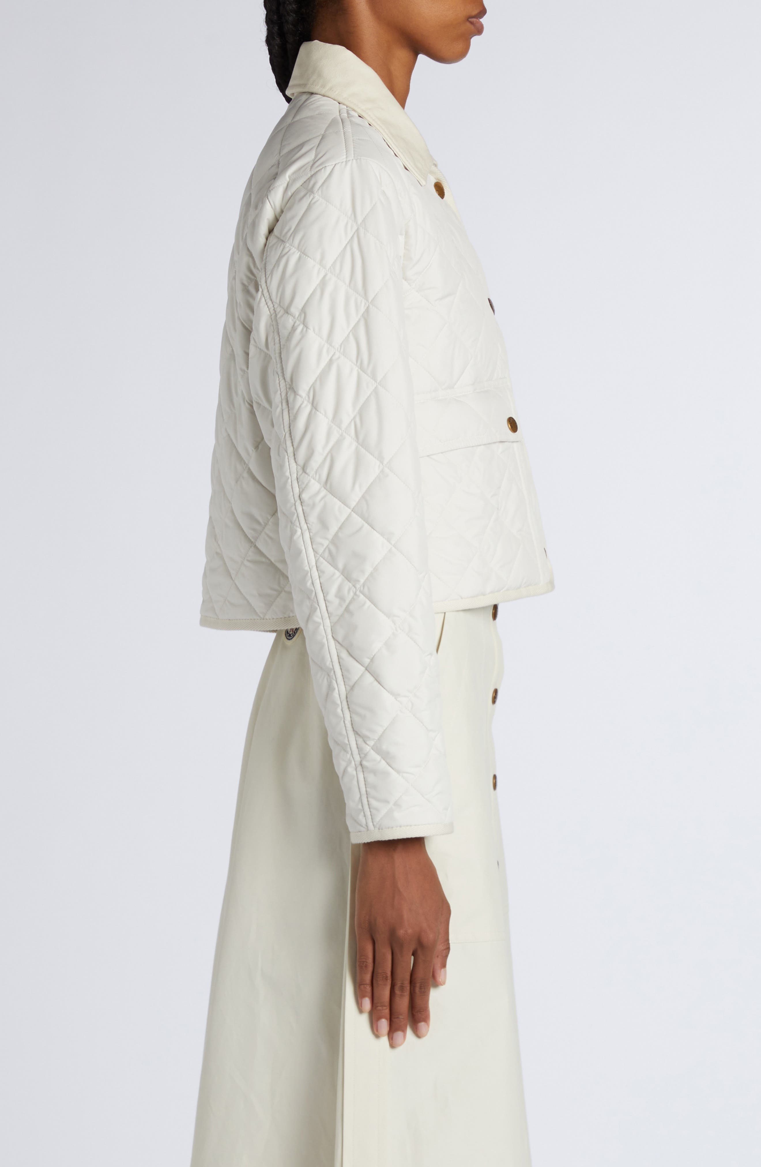 Moncler Chitre Diamond Quilted Jacket in White at Nordstrom - 4