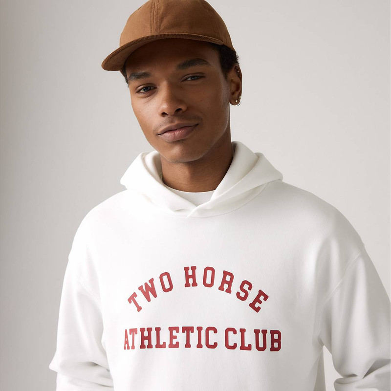 TWO HORSE BOXY CROPPED HOODIE SWEATSHIRT 5