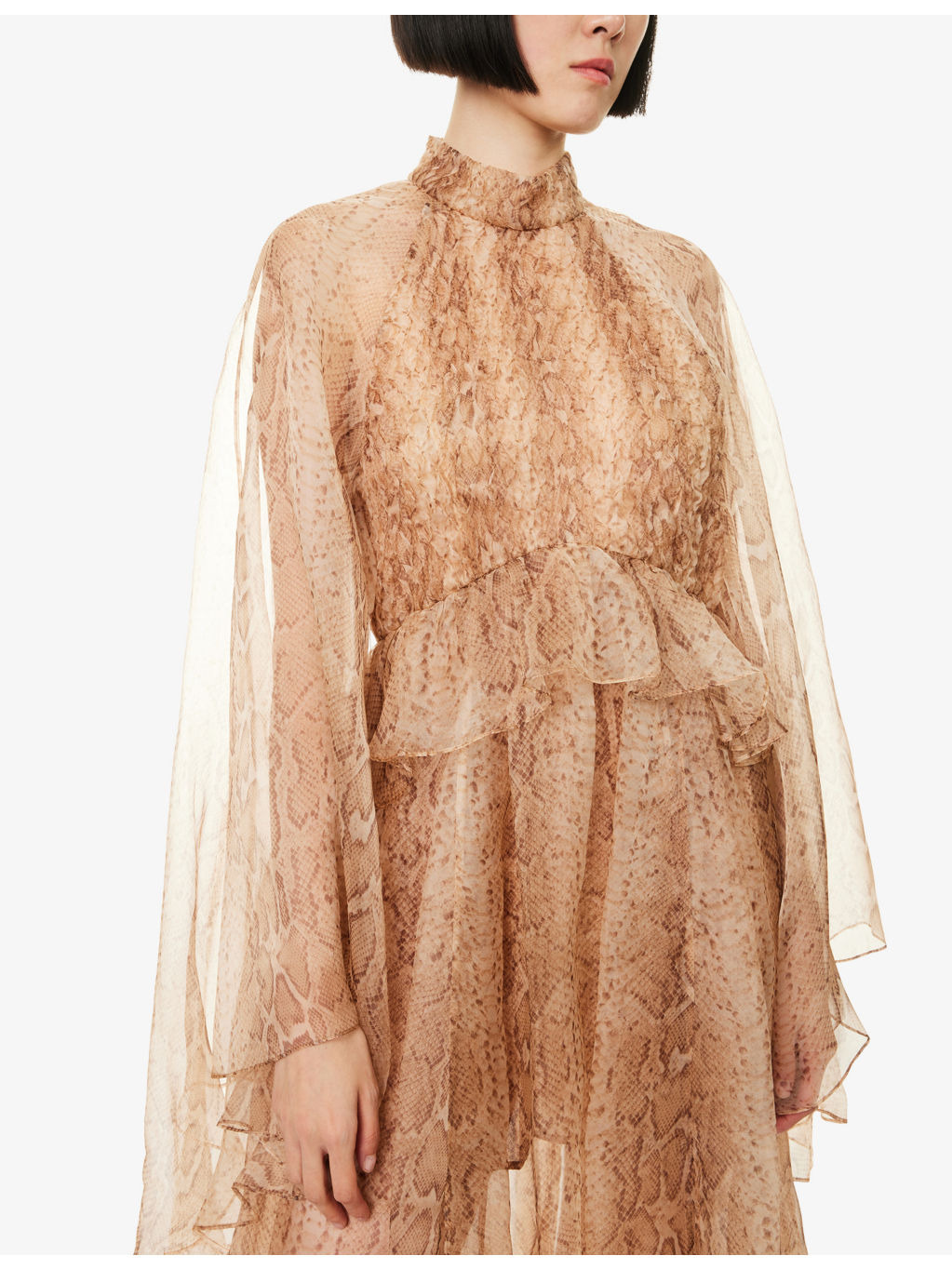 Memento Smocked Flutter Silk Maxi Dress - 5