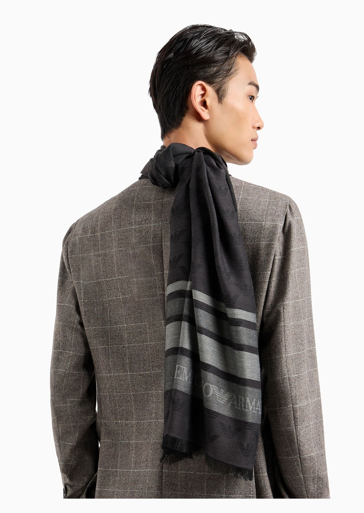 Modal-blend jacquard stole with all-over eagle - 3