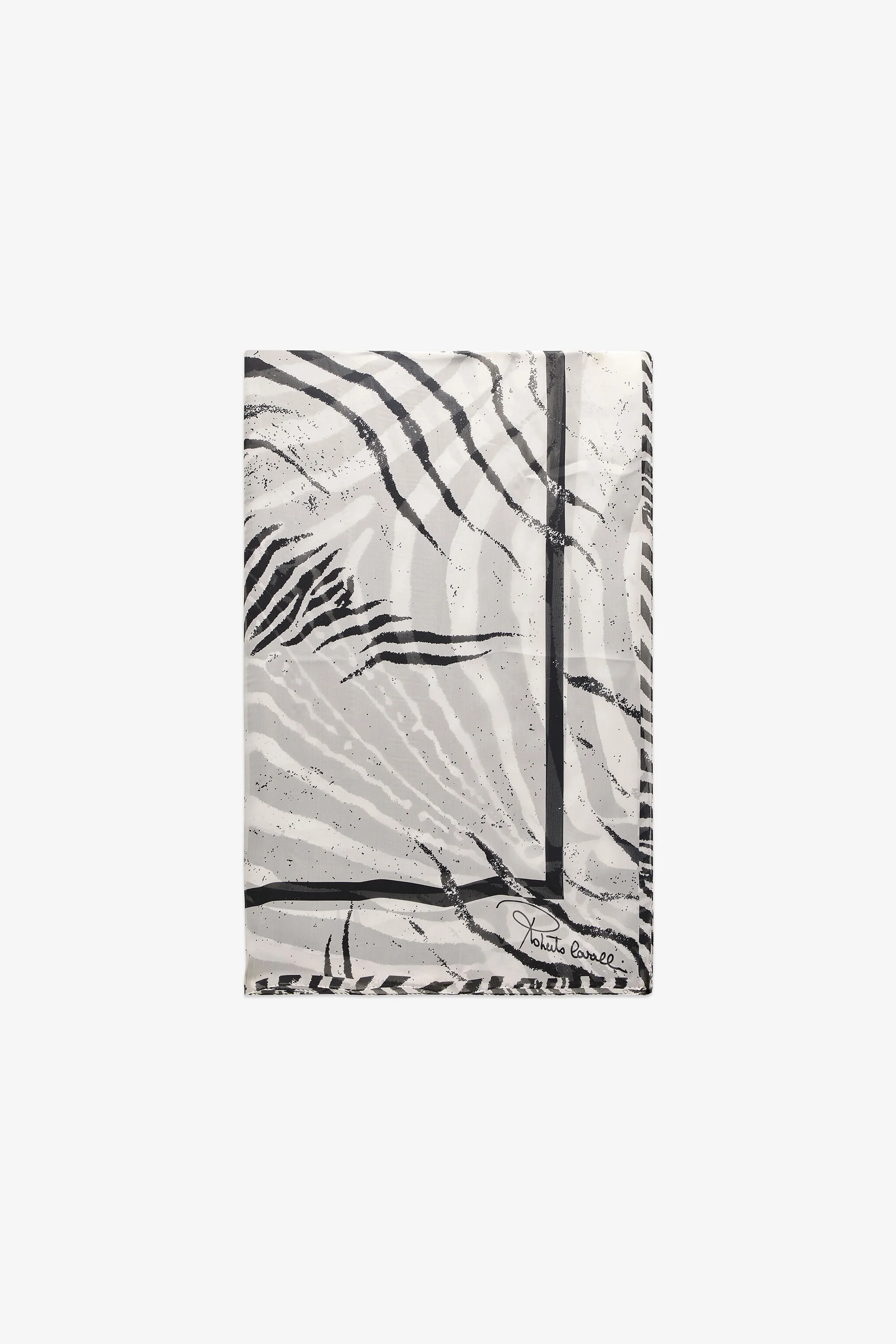 Silk Scarf With White Tigress Print - 1