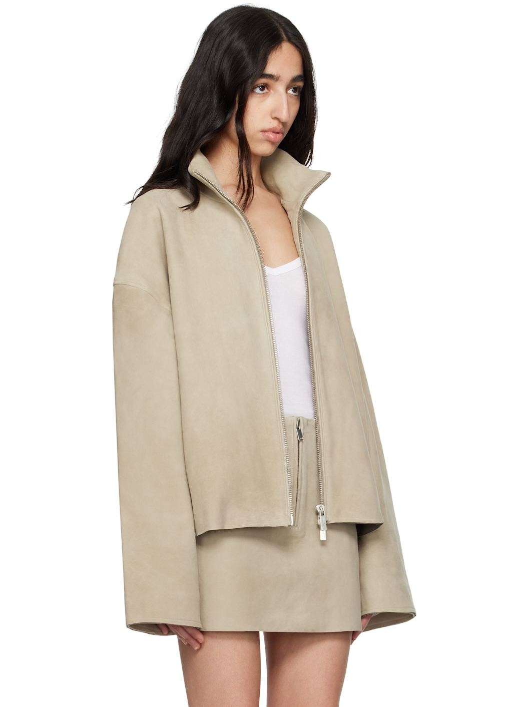 Beige Bonded Leather Jacket - 2