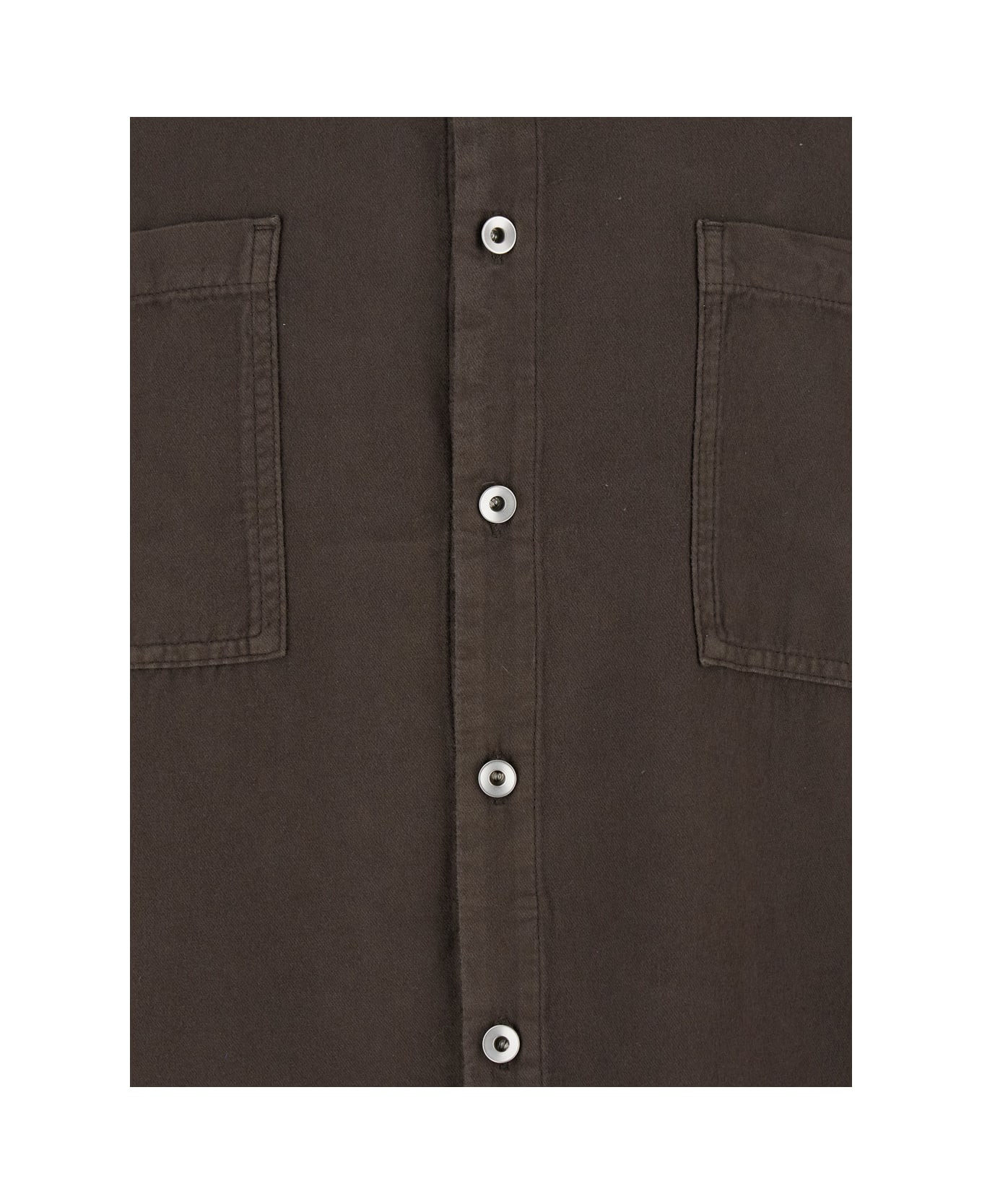 Brown Classic Collar Shirt With Lace Detail In Cotton Woman - 3