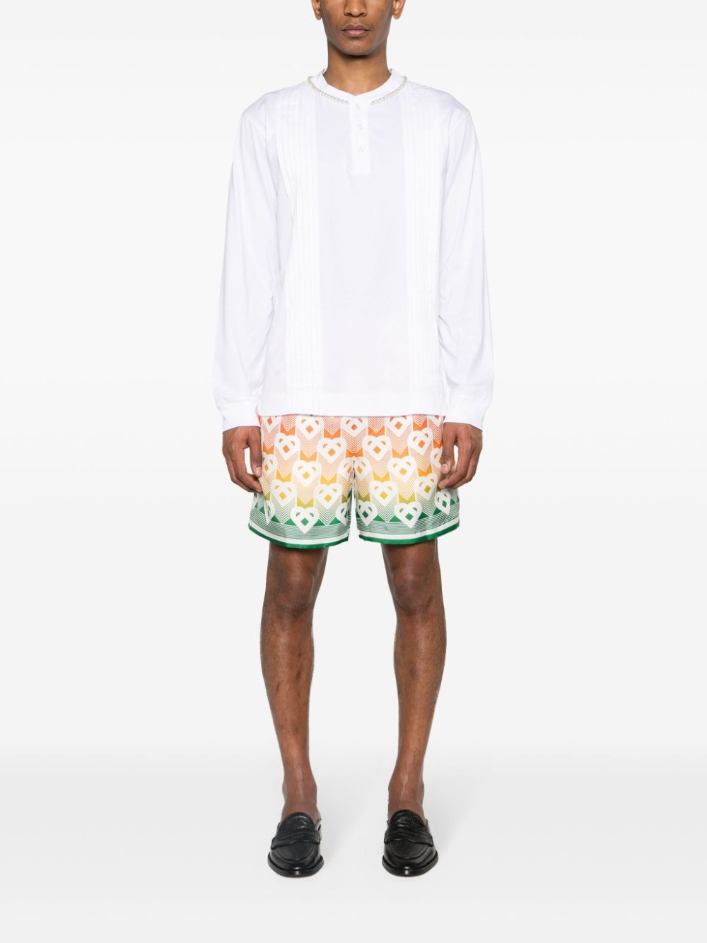 Heart-monogram silk shorts - 2