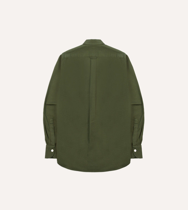 Olive Brushed Cotton Twill Two-Pocket Camp Collar Work Shirt 6