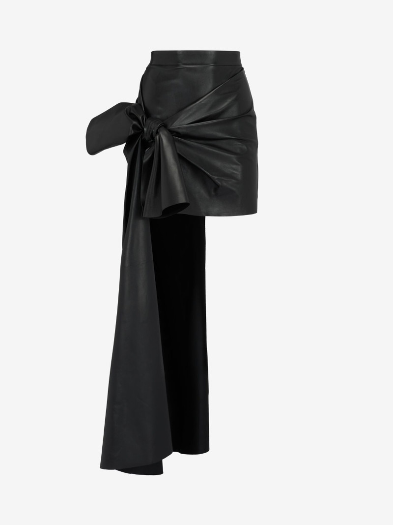 Women's Knotted Drape Mini Skirt in Black - 1