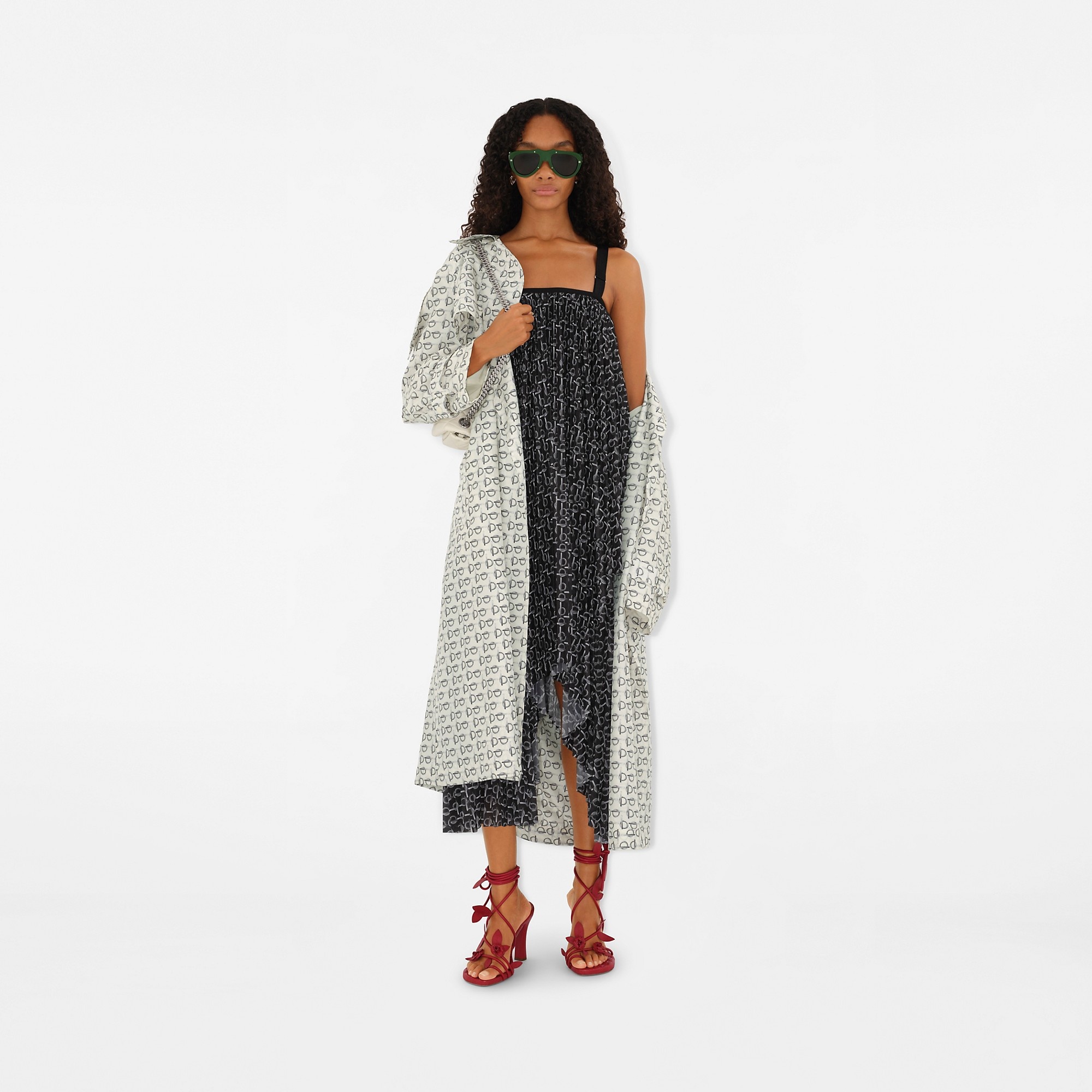 Long B Silk Trench Coat - 5
