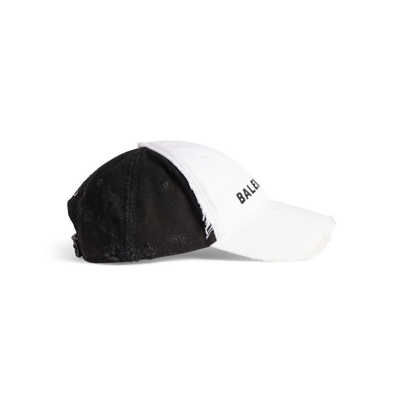 Women's Balenciaga Upcycled Cap in White/black 4