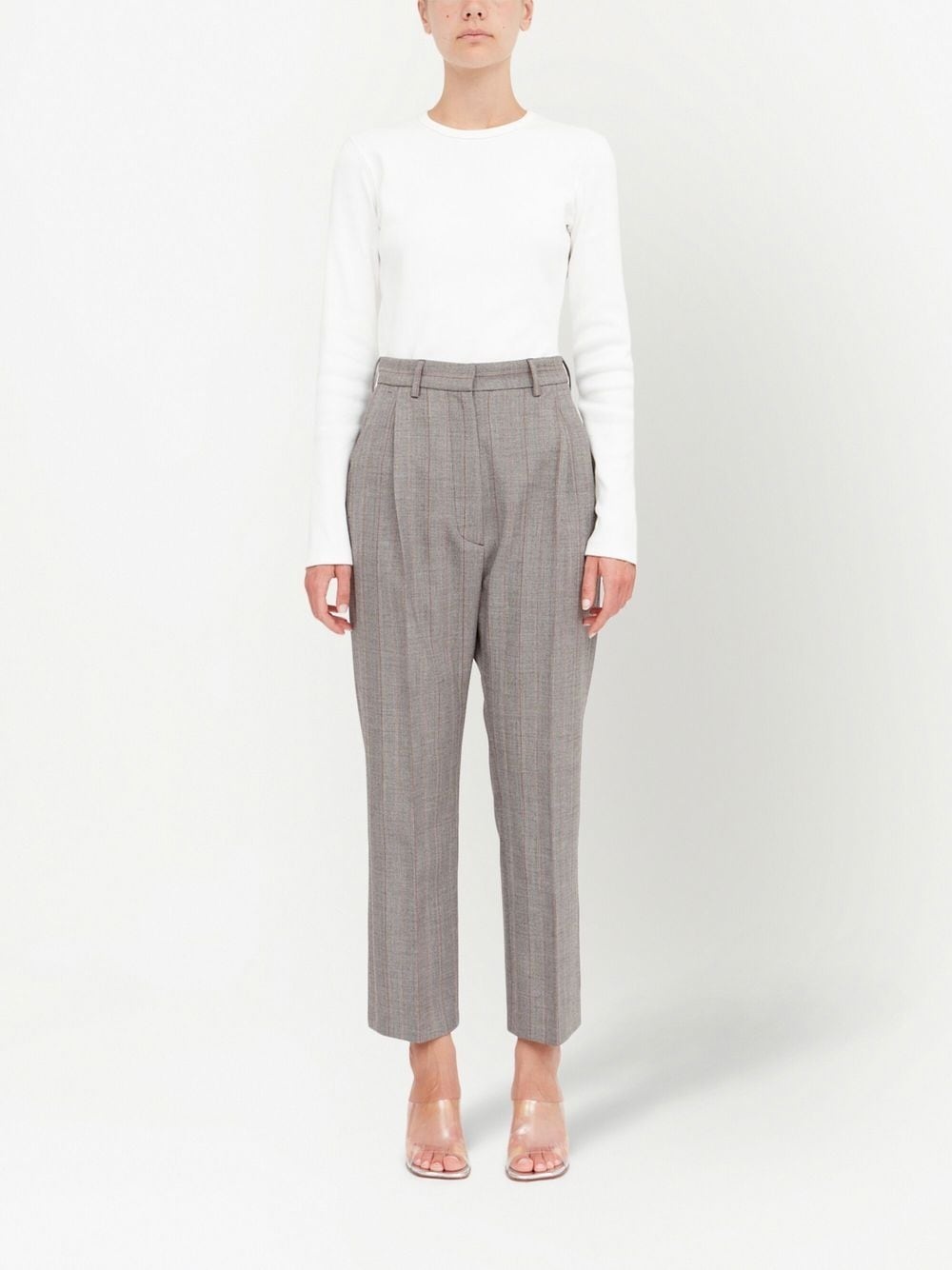 striped tailored cropped trousers - 2