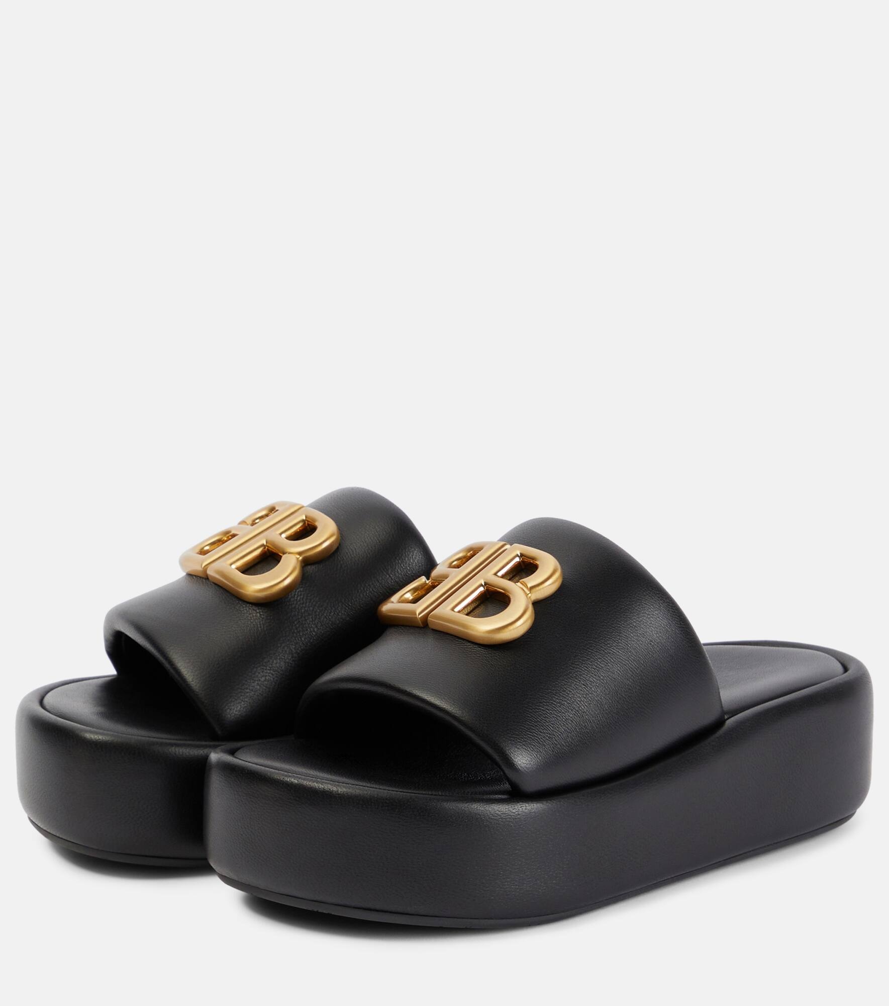 Rise BB leather platform slides - 5
