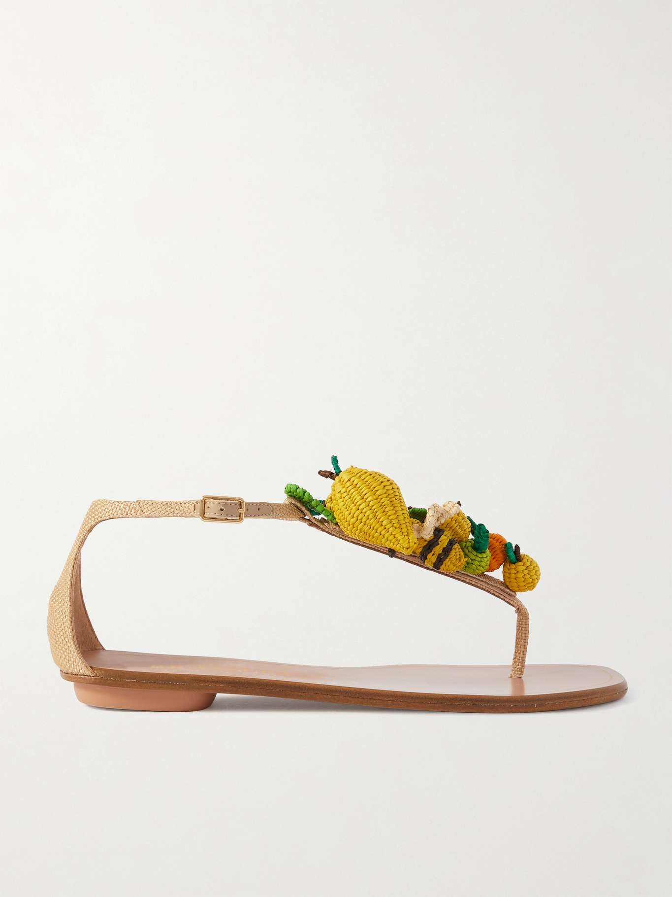 Citrus Punch embellished woven raffia sandals - 1