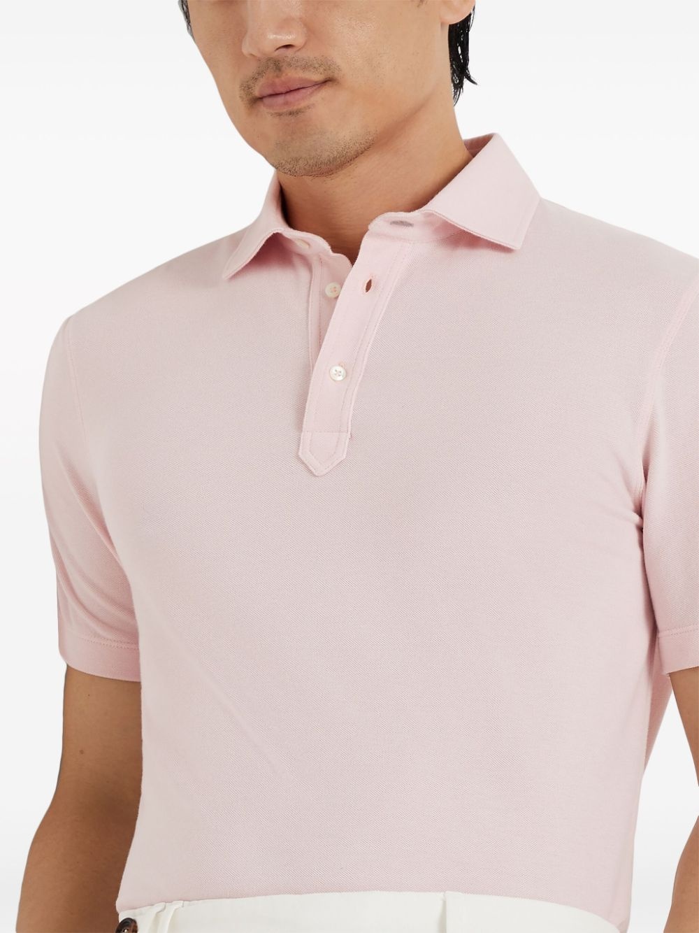 button-fastening cotton polo shirt - 6