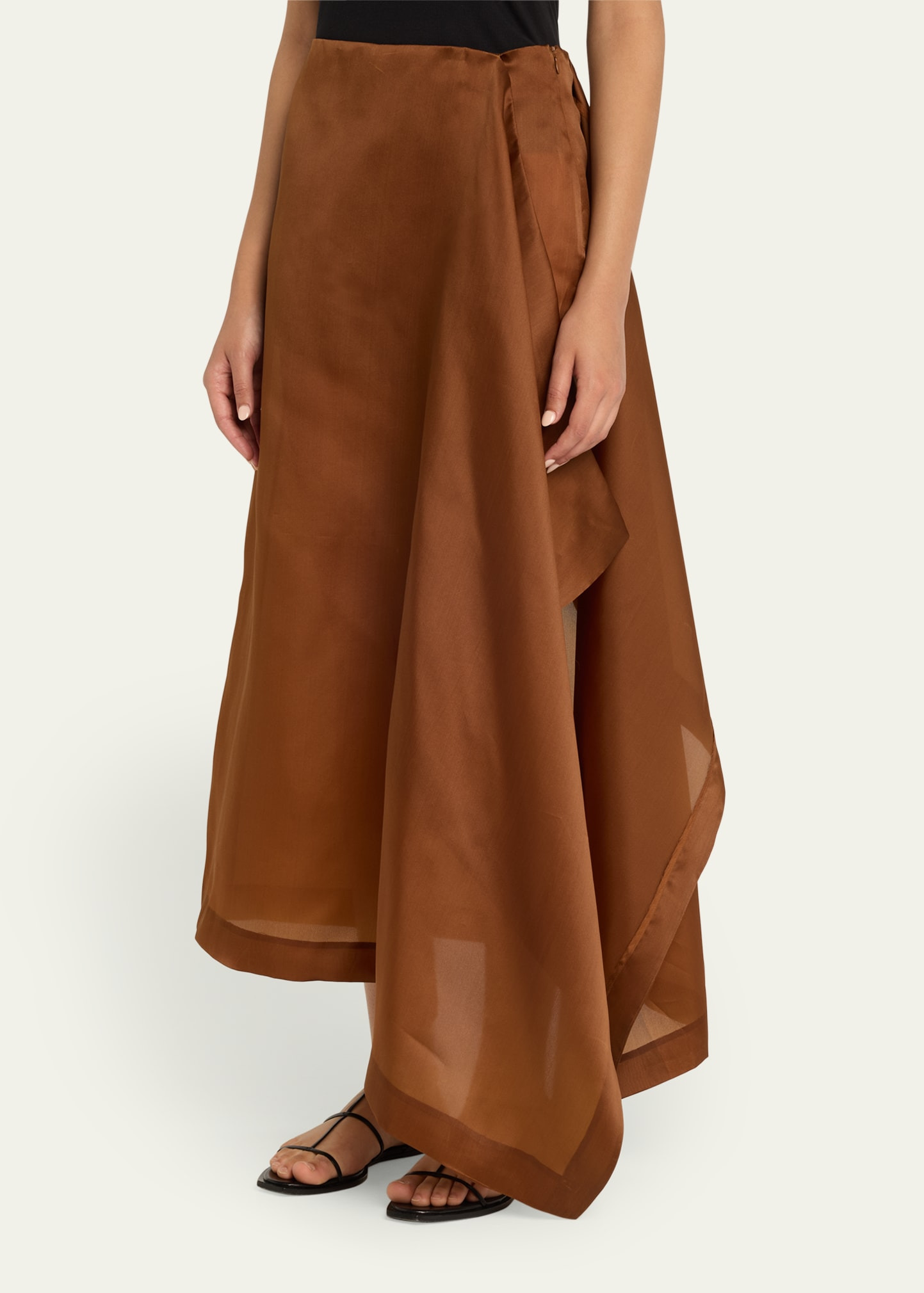 Mel Draped Silk Organza Midi Skort - 4