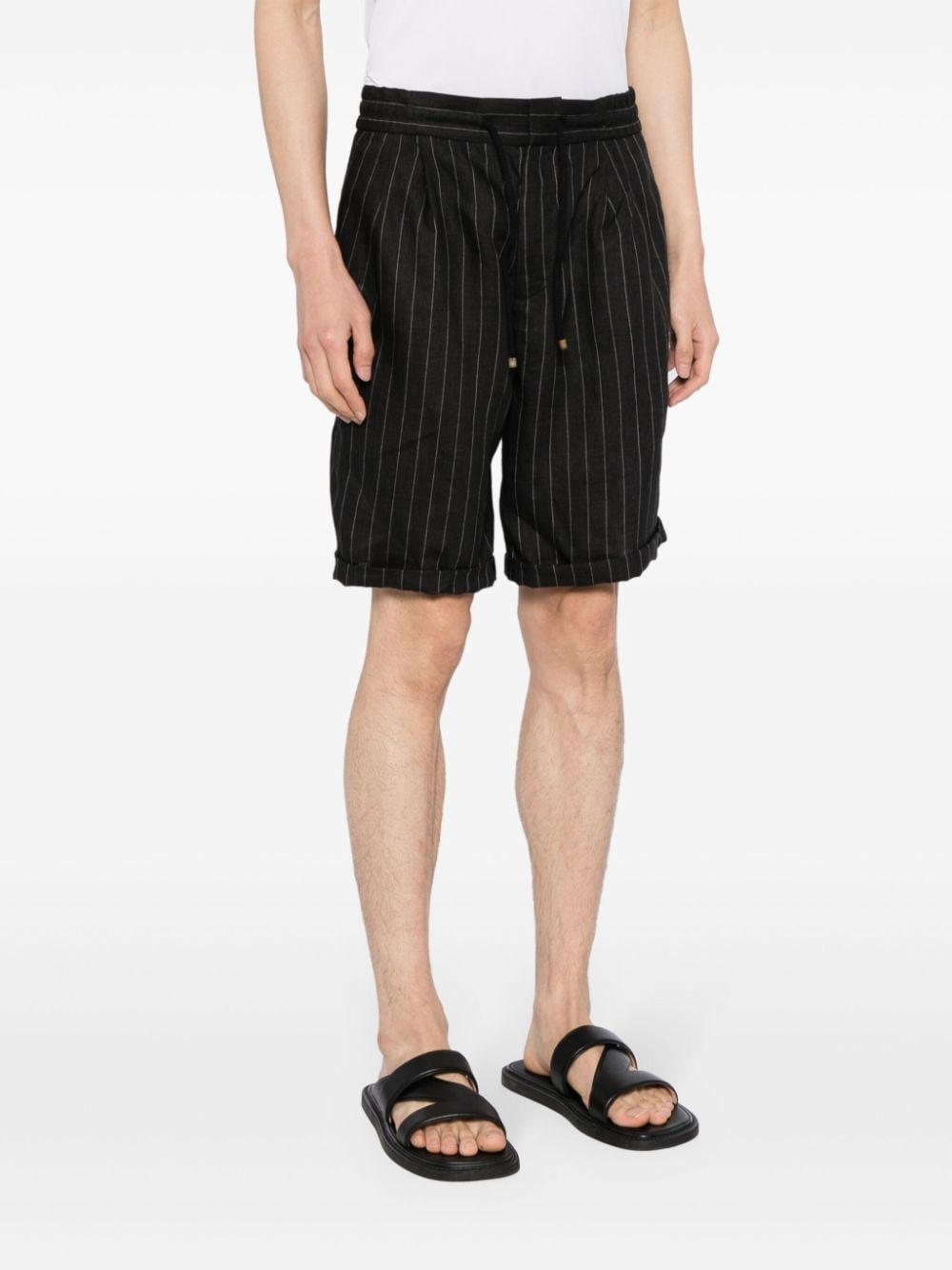 pinstripe linen shorts - 3