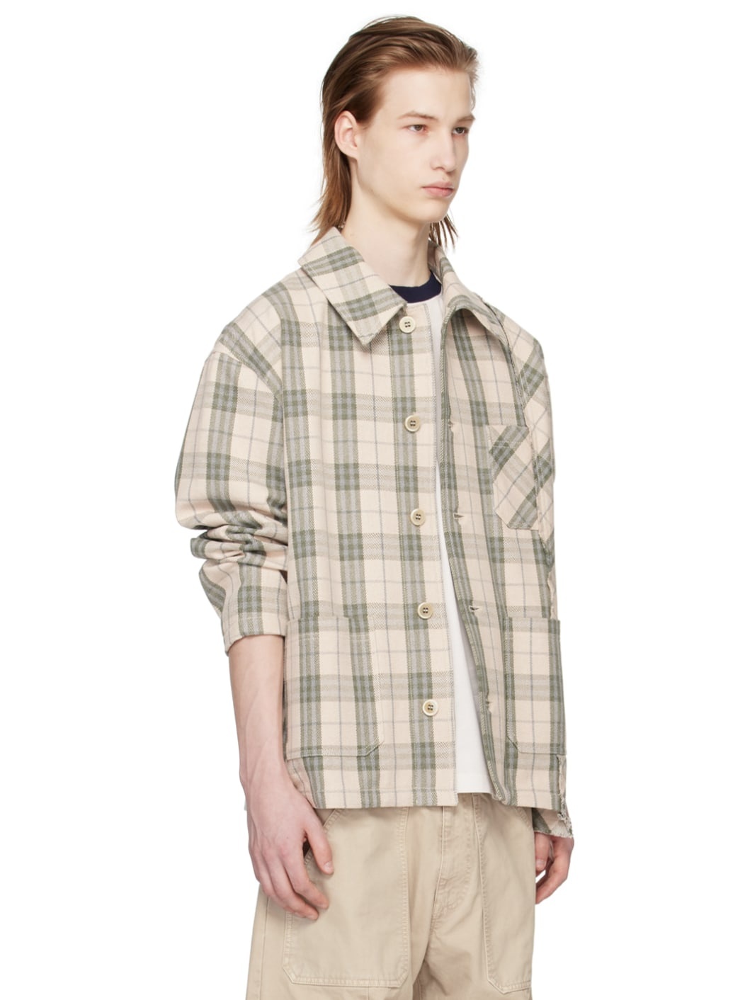 Beige & Green Plaid Shirt - 2
