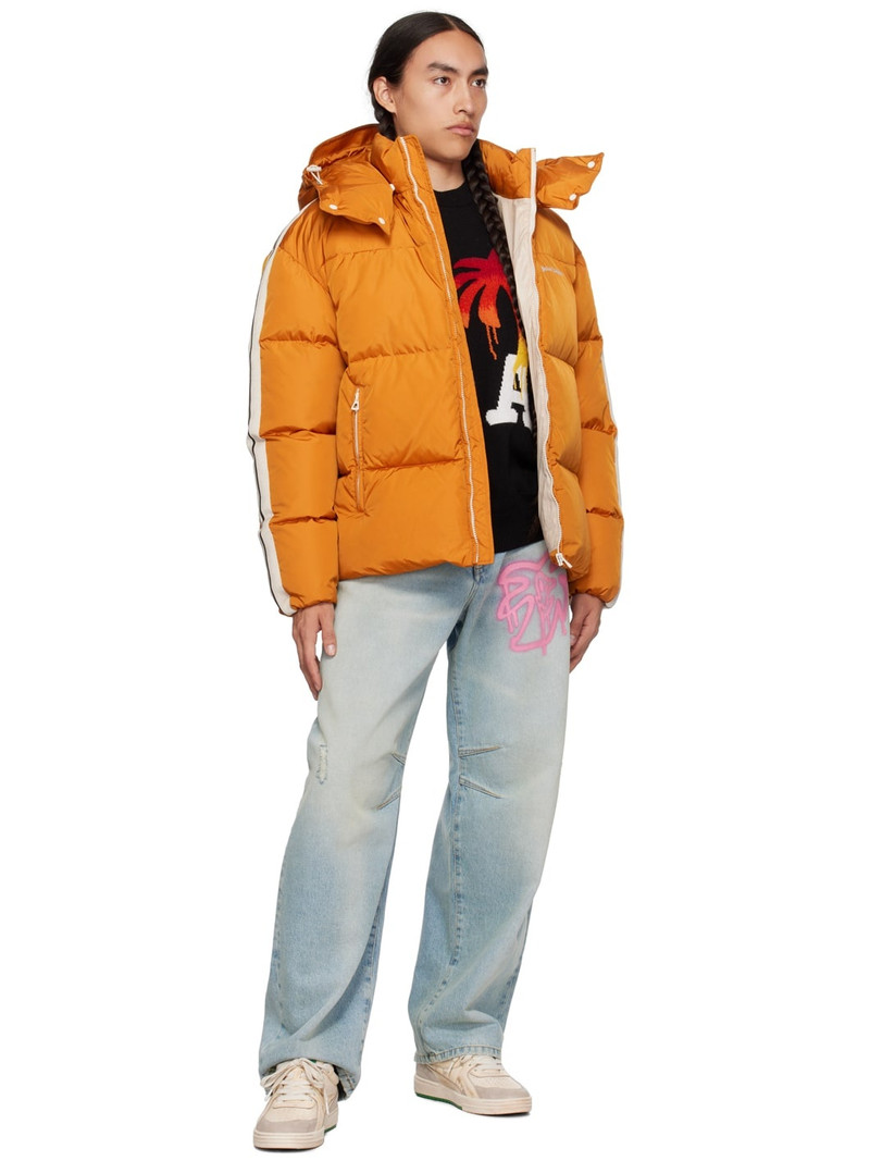 Orange Embroidered Down Jacket 4