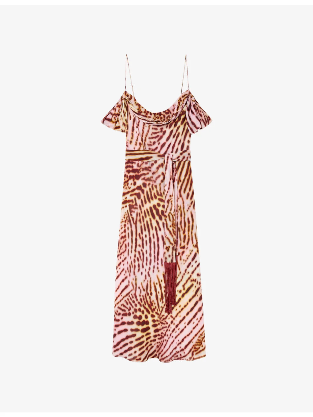 Scarf Orchid-Print Woven Midi Dress - 1