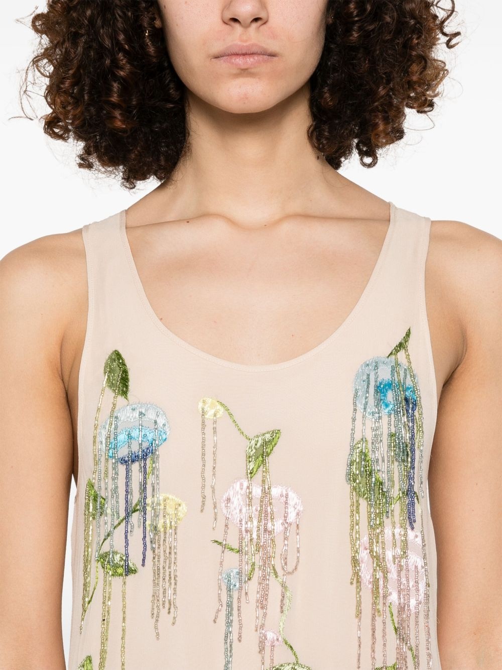 floral-embroidered georgette dress - 5