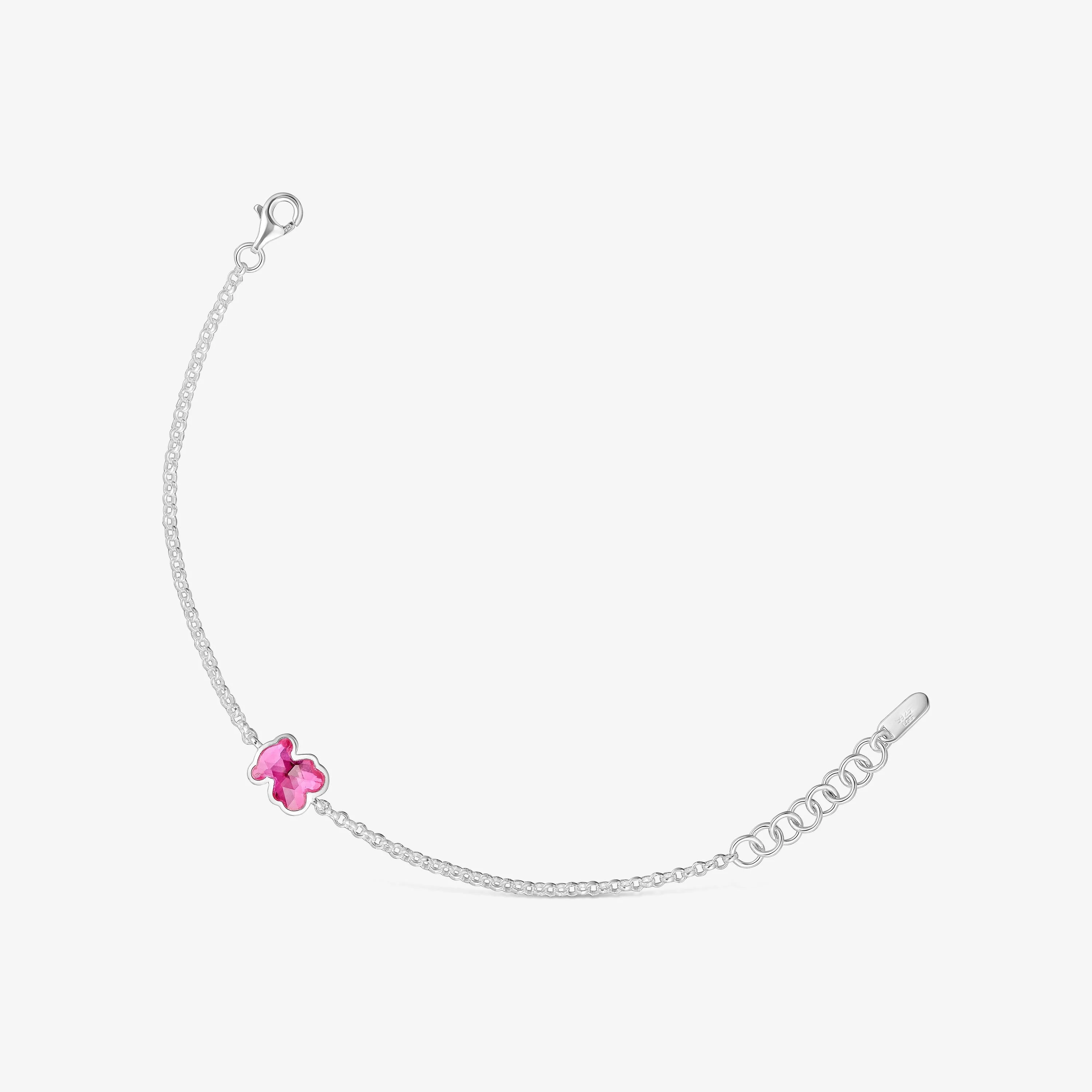 Silver chain Bracelet with laboratory-grown ruby Icon Color LGG - 1