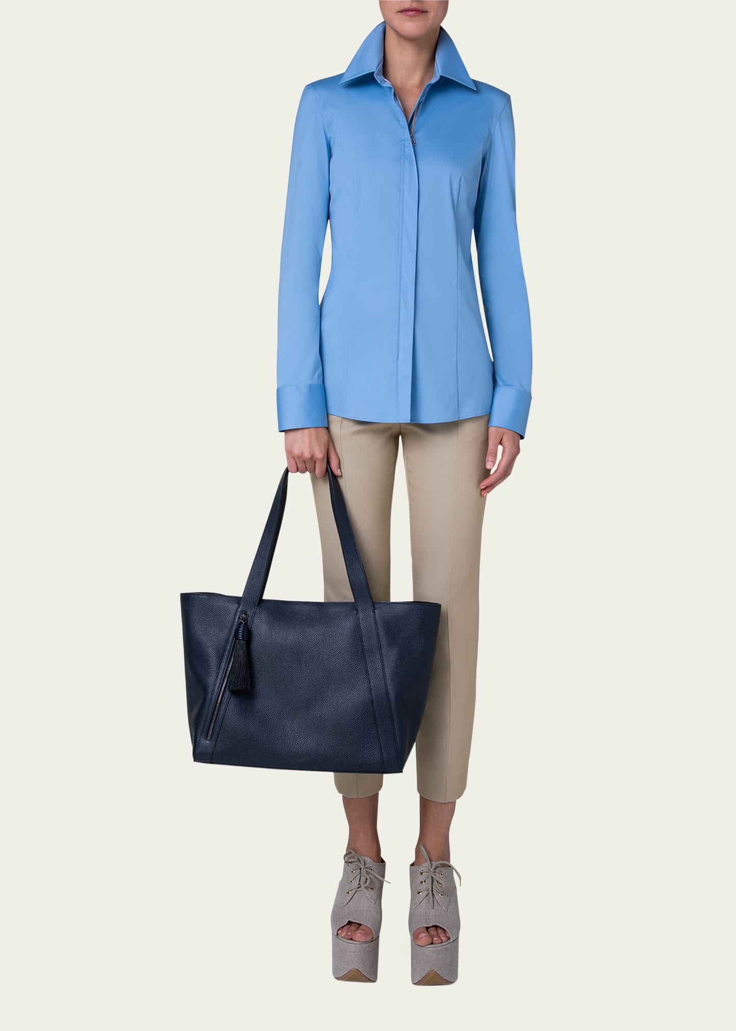 Alexa Zip Leather Tote Bag - 5