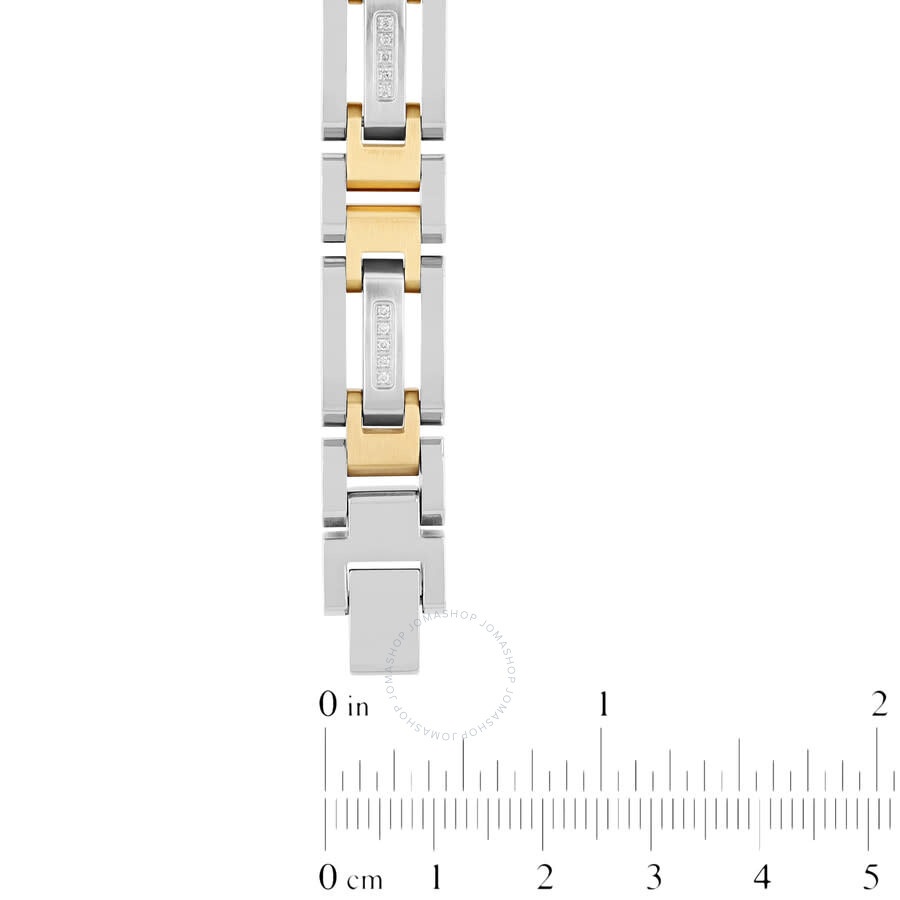 Robert Alton - Robert Alton 1/6CTW Diamond Stainless Steel with Yellow Finish Men's H-Link Bracelet - 4