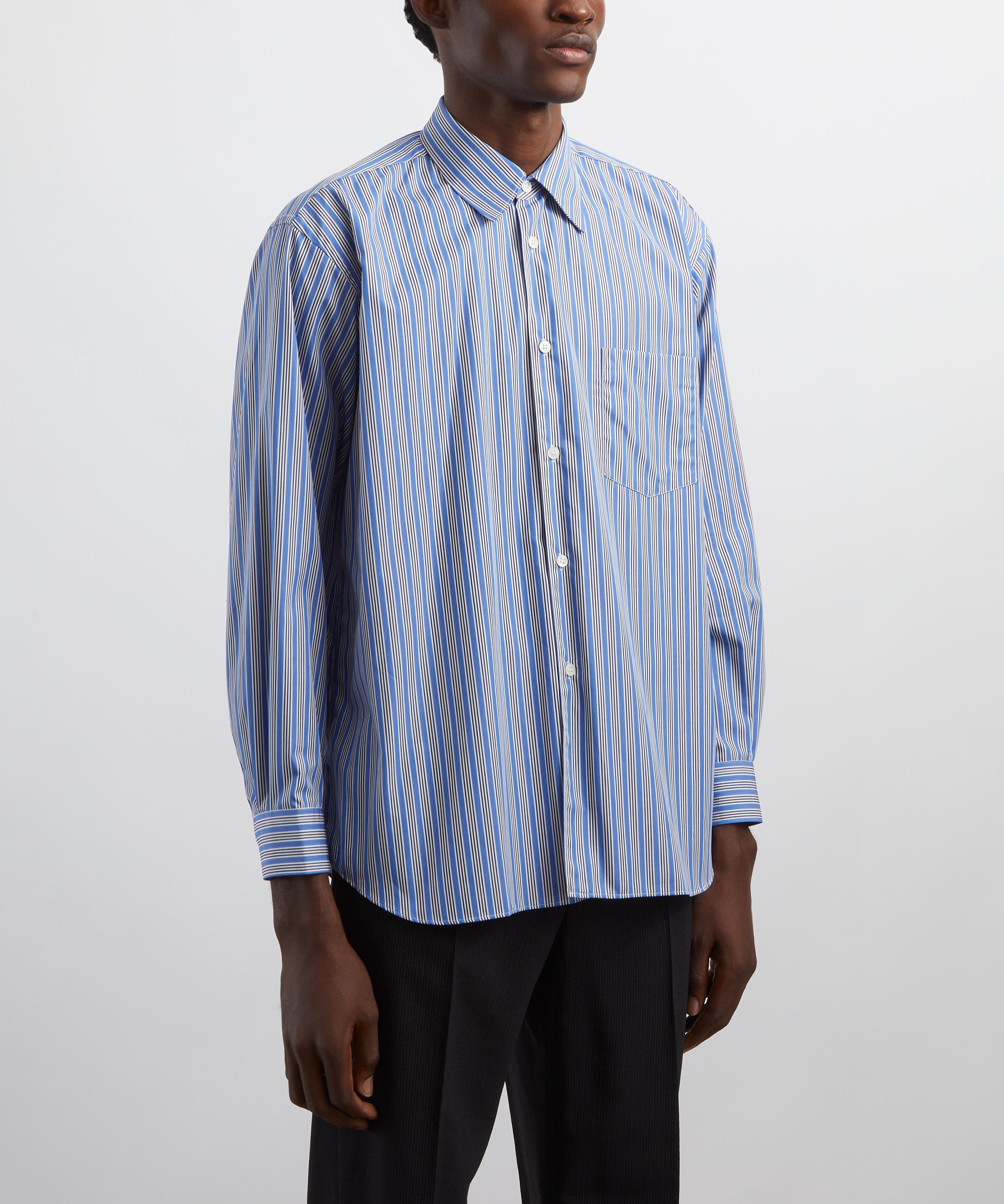 Wide Blue Stripe Shirt - 3