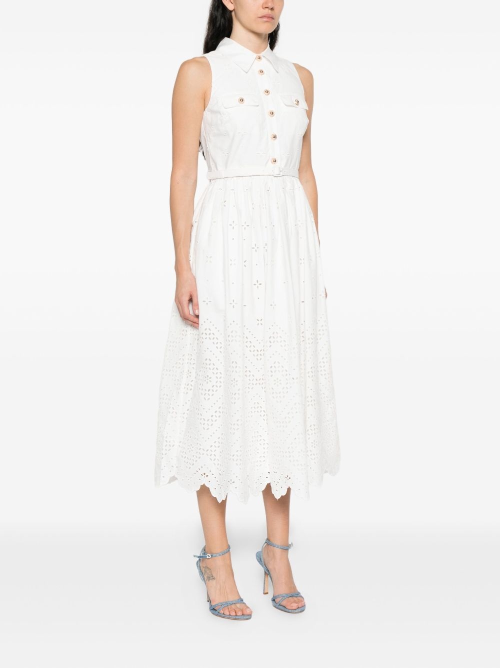 embroidered belted dress - 3