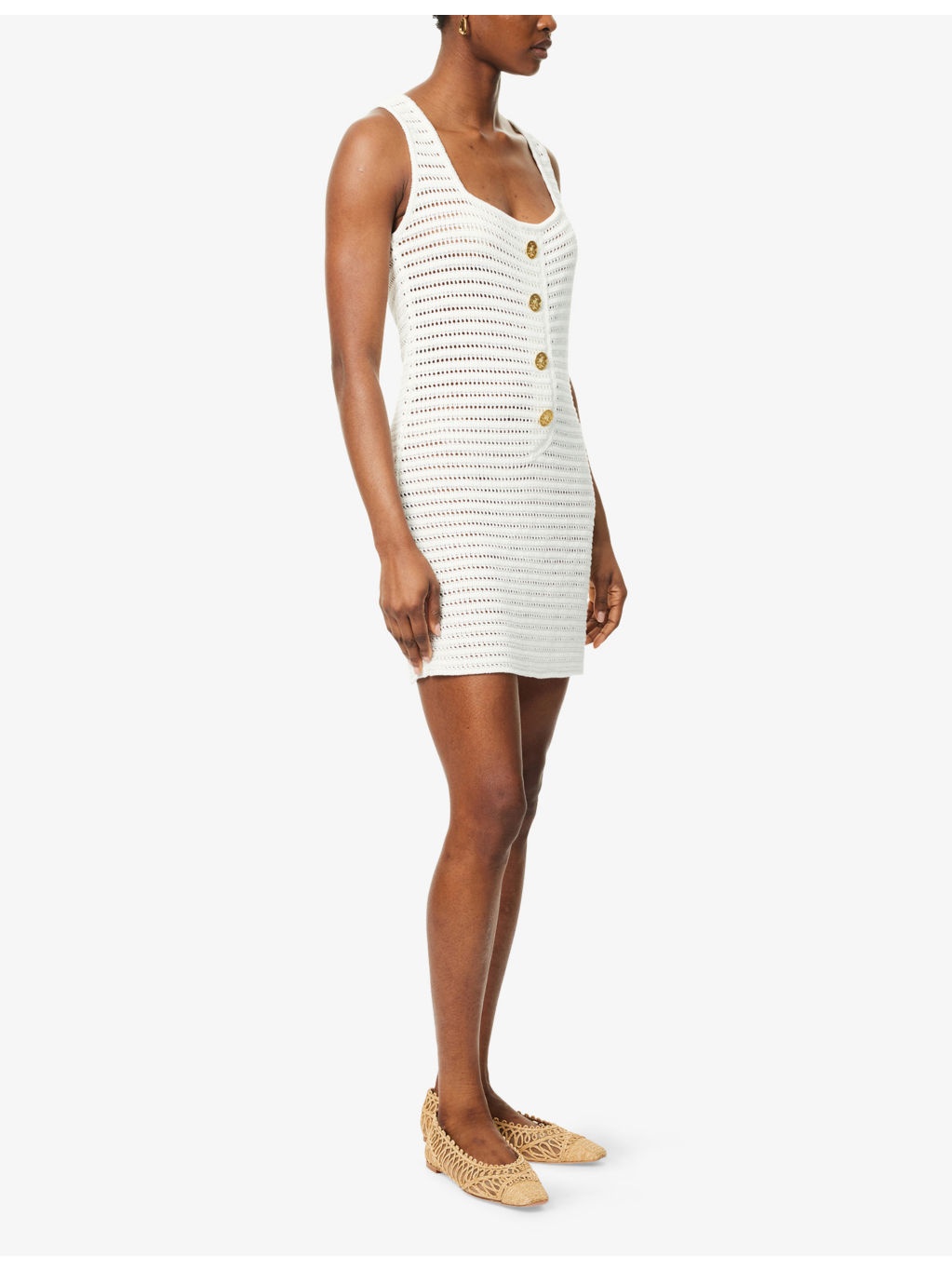 Siflaq Crochet Linen Mini Dress - 3