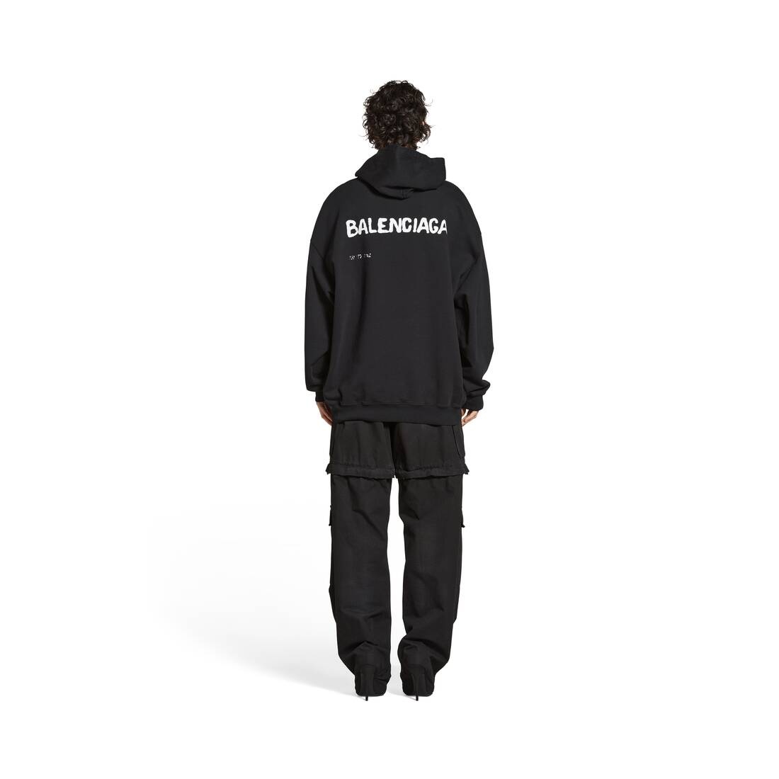 Women's Hand Drawn Balenciaga Hoodie Medium Fit in Black - 6