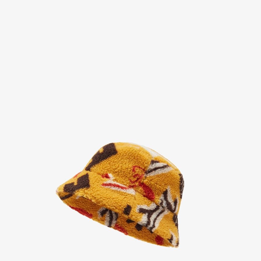 Yellow teddy fabric bucket hat - 1