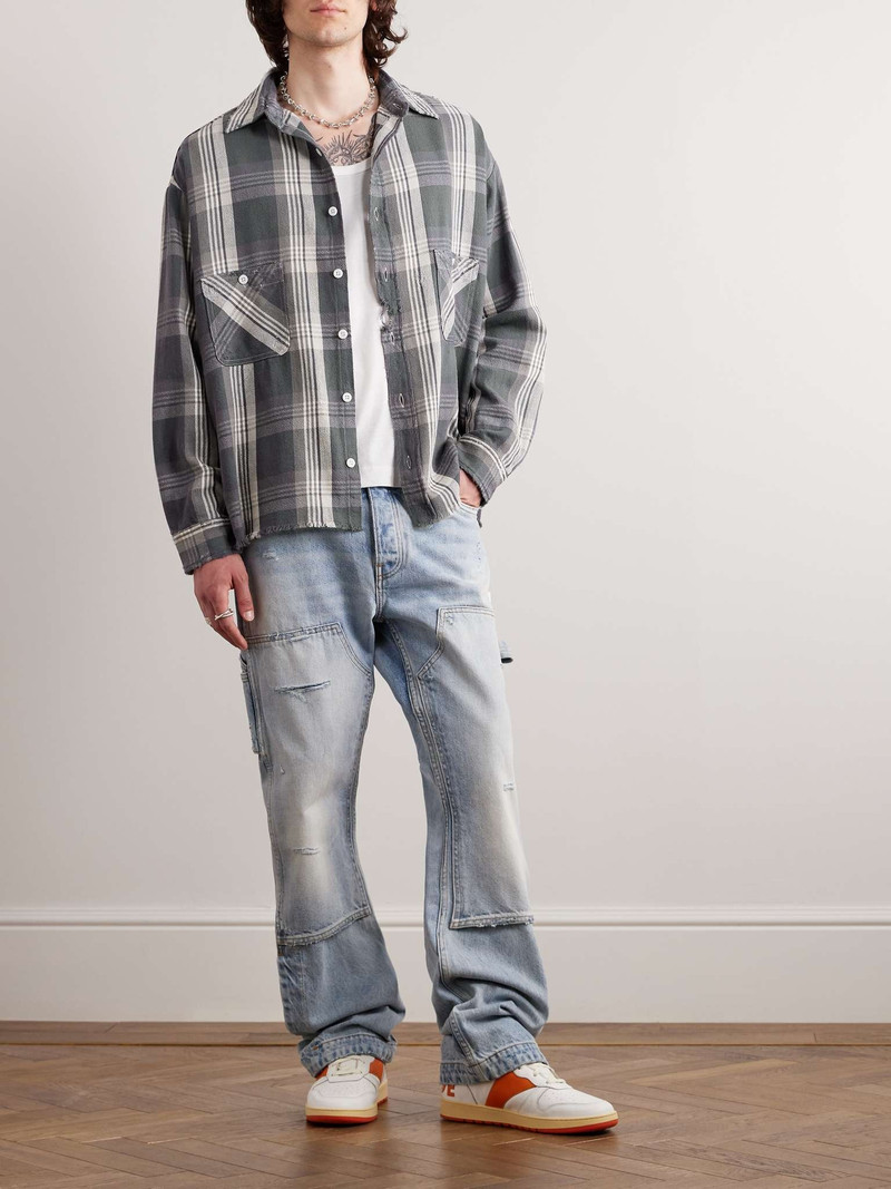 SAINT M×××××× Distressed Checked Cotton-Flannel Shirt outlook