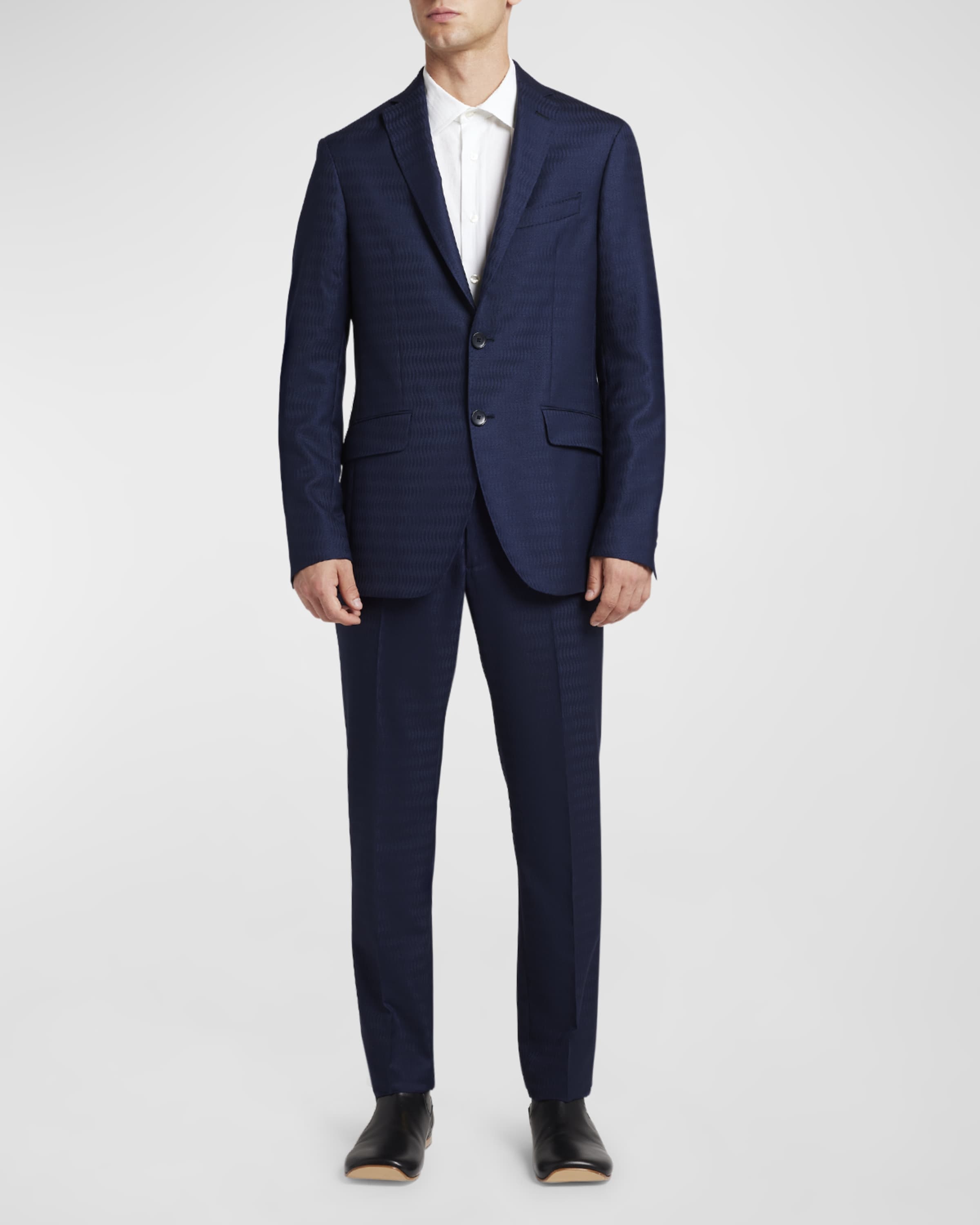 Men's Wavy Jacquard Suit Jacket - 4