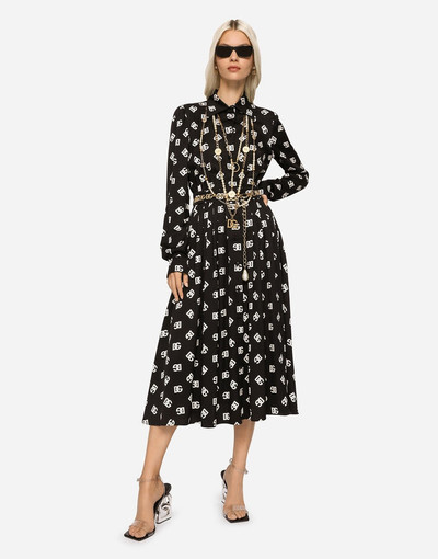 Dolce & Gabbana Charmeuse calf-length dress with all-over DG print outlook